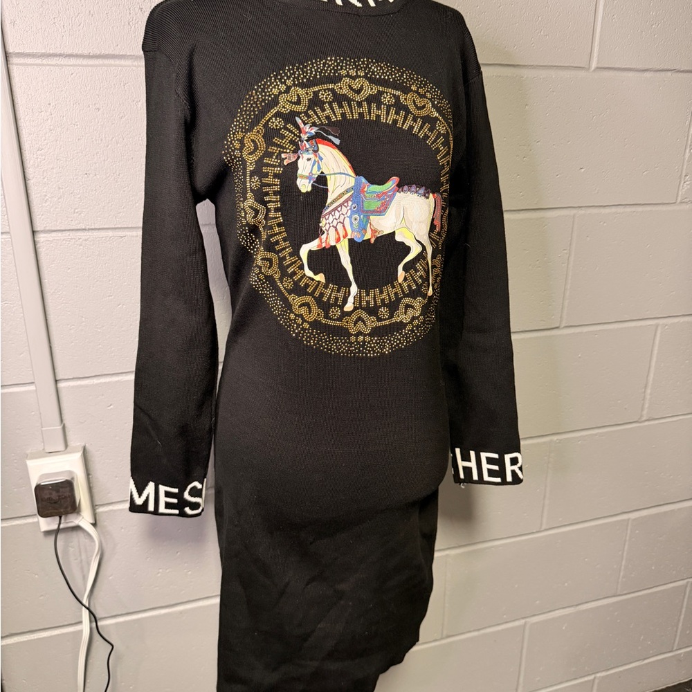 NWT Hermès Knit Sweater Dress – Equestrian Horse Motif